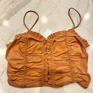 Zara brown/ tan ruffle crop top